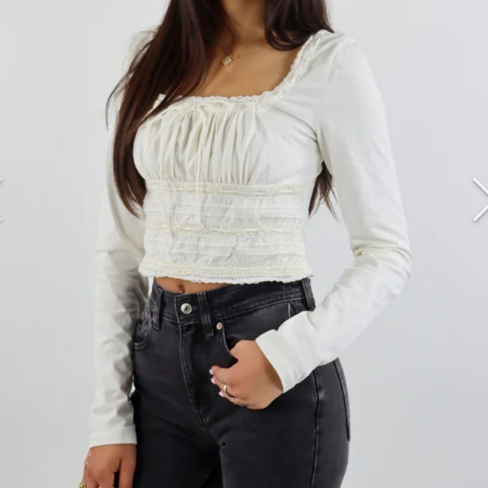 FREE PEOPLE Smocked White Top - Picture 2 of 10